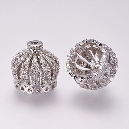 Brass Micro Pave Cubic Zirconia Beads ZIRC-G091-61P-1