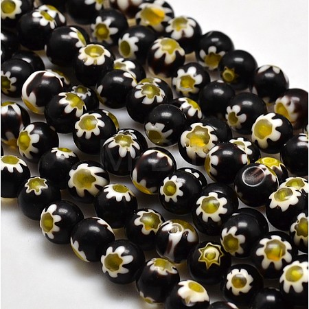 Round Millefiori Glass Beads Strands X-LK-P002-08-1