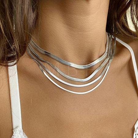 304 Stainless Steel Snake Chain Necklaces for Women WG80FEF-22-1