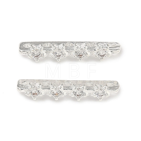 Brass Micro Pave Clear Cubic Zirconia Spacer Bars KK-Z139-11S-01-1
