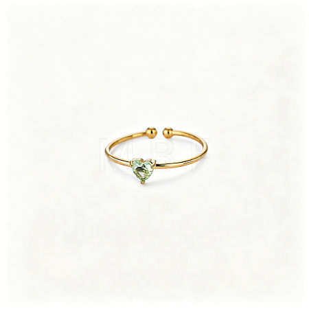 Adjustable Birthstone 304 Stainless Steel Micro Pave Cubic Zirconia Cuff Open Rings WGB2F1D-08-1