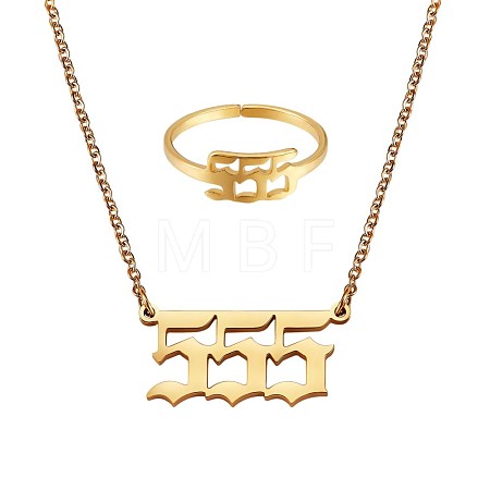 Number Pendant Necklace & Open Cuff Ring JX199A-1