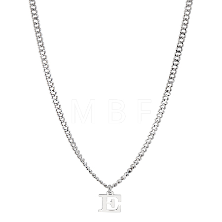 1Pc 304 Stainless Steel Letter Pendant Necklaces NJEW-LP0001-33E-P-1
