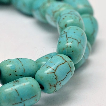 Dyed Barrel Synthetic Turquoise Beads Strands X-G-M142-05-1