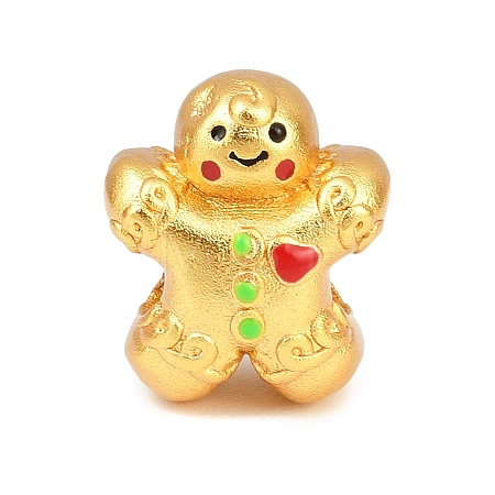 Christams Brass Enamel European Beads KK-F922-03E-G-1