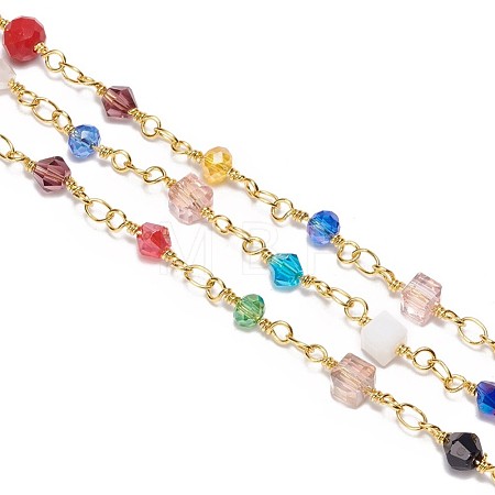 3.28 Feet Handmade Glass Beaded Chains X-CHC-F007-07G-1