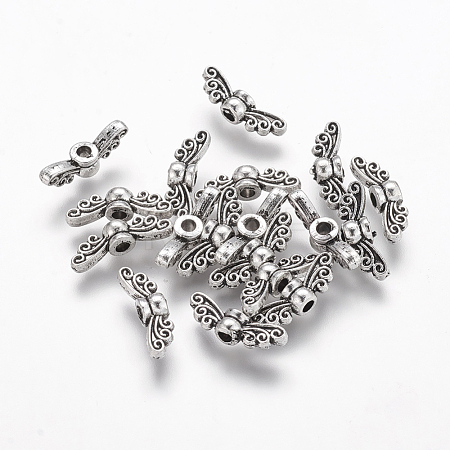 Tibetan Style Alloy Fairy Wing Beads X-TIBEB-6007-AS-LF-1