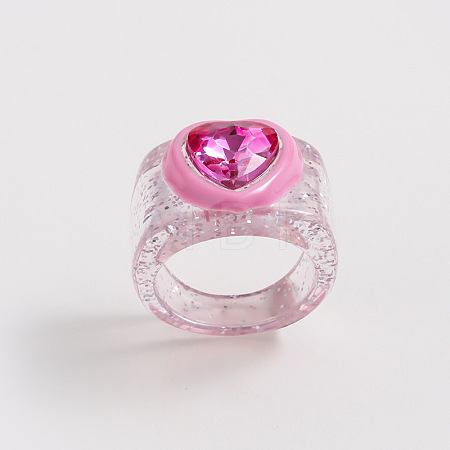 Resin Enamel and Glass Finger Rings FS-WG51DC4-03-1