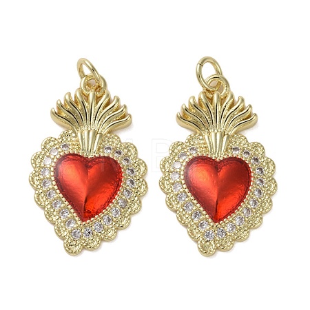 Brass Micro Pave Clear Cubic Zirconia Pendants KK-H466-05G-02-1