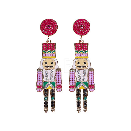 Cartoon Soldier Shape Alloy Enamel Dangle Stud Earrings FS-WGA682D-01-1