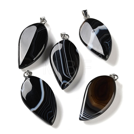 Dyed & Heated Natural Black Banded Agate Pendants GG-CBACB71-05P-03-1