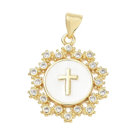 Religion Cross Brass Micro Pave Clear Cubic Zirconia Pendants CU-CBA83A6-03D-G02-1