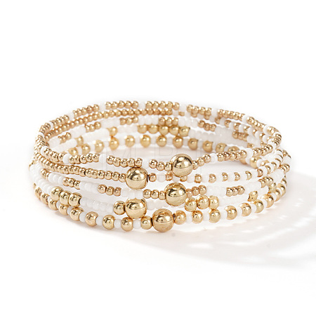 Gold Beaded Bracelet Set Summer 2025 Stylish and Versatile Five-Piece Jewelry Collection AJ2042-10-1