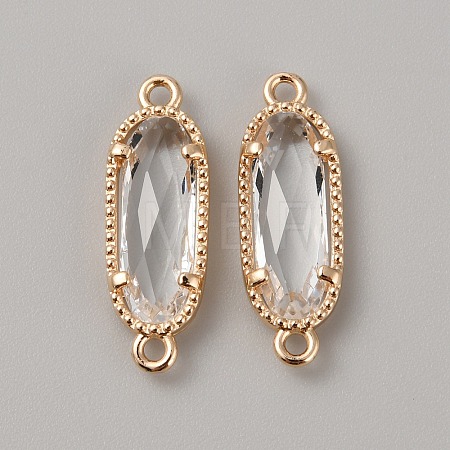 Golden Plated Brass Pave Glass Connector Charms FIND-WH0110-728G-11-1