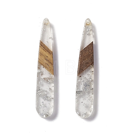 Transparent Resin & Walnut Wood Pendants RESI-M027-12F-1