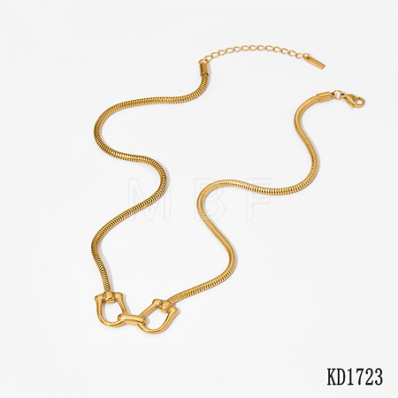 316 Surgical Stainless Steel Horse Bit Pendant Round Snake Chain Necklaces for Women WGB9601-03-1
