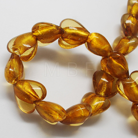 Handmade Silver Foil Glass Beads FOIL-R050-12x8mm-15-1