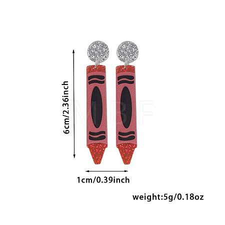 Back to School Acrylic Dangle Stud Earrings FS-WGAA197-08-1