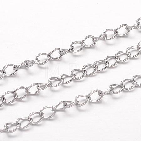 Tarnish Resistant 304 Stainless Steel Curb Chains CHS-K004-11P-0.8mm-1