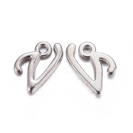 Platinum Plated Alloy Letter Pendants PALLOY-J718-01P-V-1