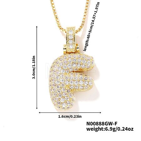 Elegant Brass Micro Pave Clear Cubic Zirconia 3D Initial Necklaces DV4415-5-1