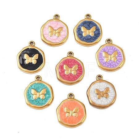 304 Stainless Steel Enamel Pendants STAS-P425-01G-10-1