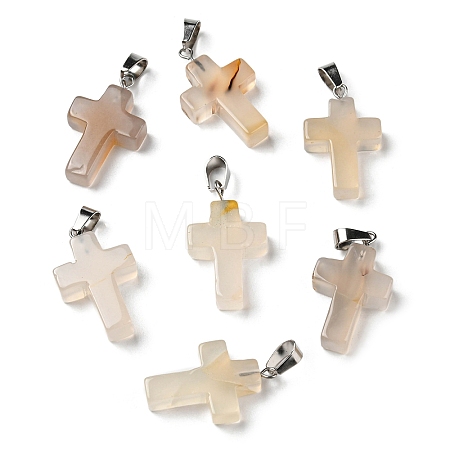 Natural White Agate Pendants G-T080-20-1