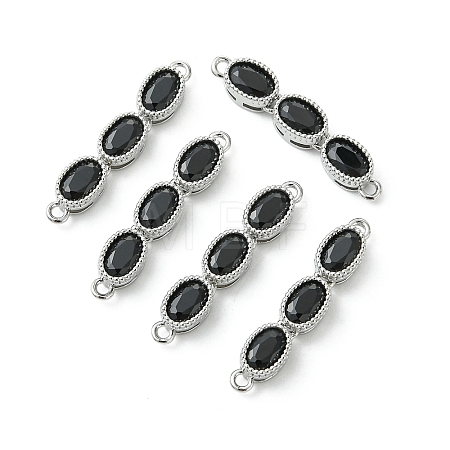 SHEGRACE Brass Pave Black Cubic Zirconia Triple Oval Links Connector Charms XGRQ3P837-645P-1