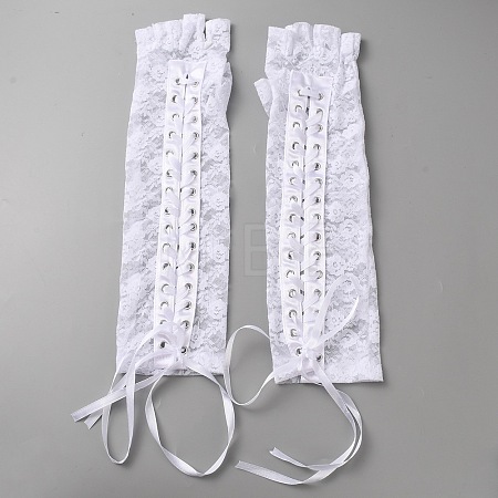 Polyester Lace Fingerless Long Gloves AJEW-WH20020-564B-1