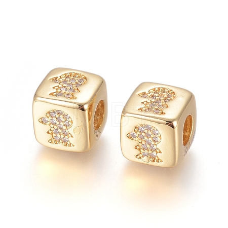 Brass Micro Pave Cubic Zirconia European Beads ZIRC-G162-14G-06-1