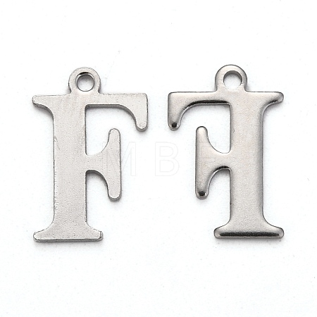 Tarnish Resistant 304 Stainless Steel Alphabet Charms STAS-H122-F-P-1