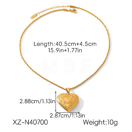 304 Stainless Steel Embossed Photo Locket Pendant Necklaces WG7FD69-03-1