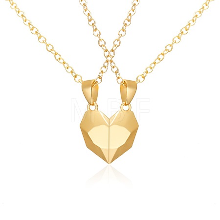Valentine's Day 304 Stainless Steel Magnetic Heart-shaped Couples Necklace Set with Peach Heart Pendant RE7695-2-1