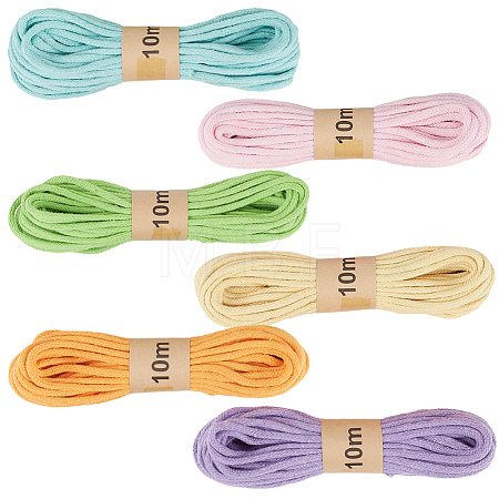 6 Bunldes 6 Colors Braided Polycotton Round Twine OCOR-CY0004-24A-1