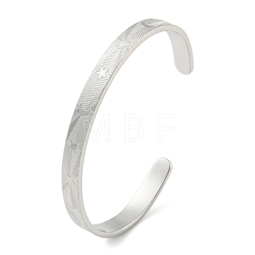 Stainless Steel Open Cuff Bangles for Women BJEW-G708-01A-P-1