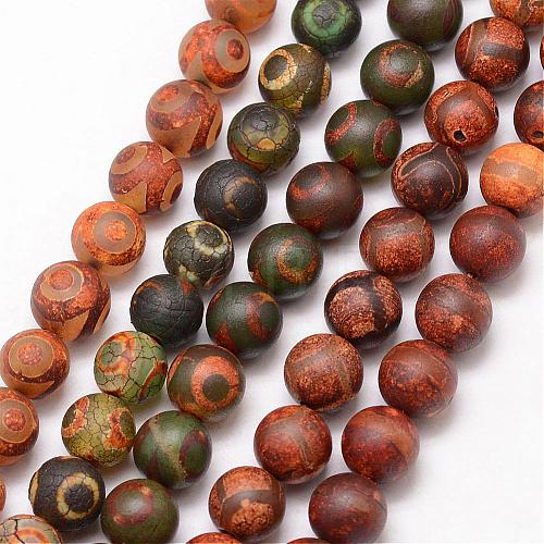 Tibetan Style Mixed Pattern dZi Beads G-K166-03-10mm-L2-1