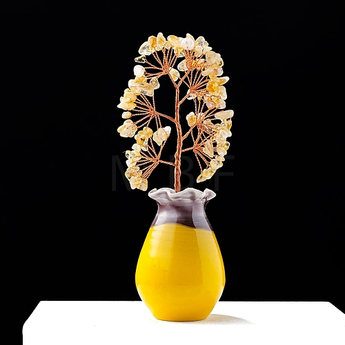 Natural Yellow Quartz & Ceramic Display Decorations PW-WGD51BD-07-1