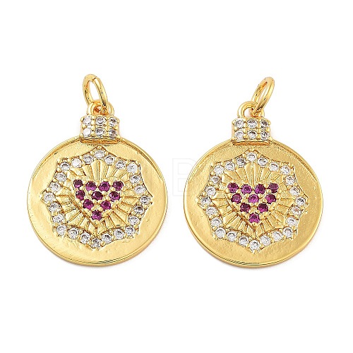 Rack Plating Brass Micro Pave Cubic Zirconia Pendants KK-Z071-65G-1