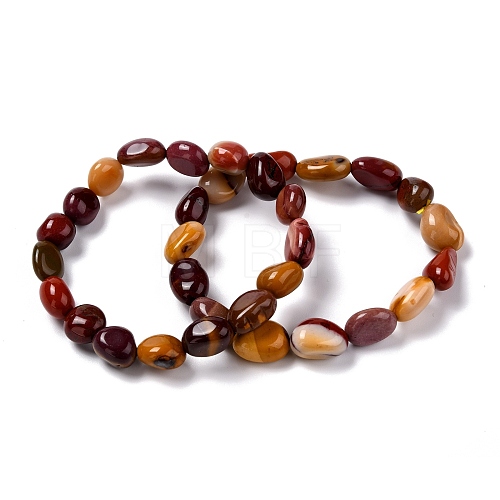 Natural Mookaite Beaded Stretch Bracelets BJEW-F414-02B-06-1