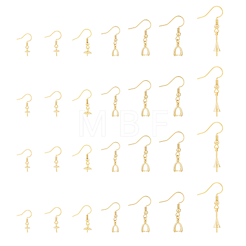 28Pcs 7 Style Rack Plating Brass Earring Hooks KK-FH0005-79-1