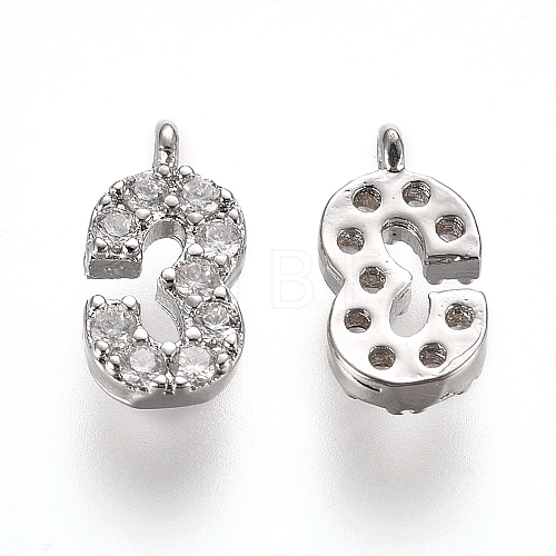 Brass Micro Pave Clear Cubic Zirconia Charms ZIRC-L075-60A-03P-1