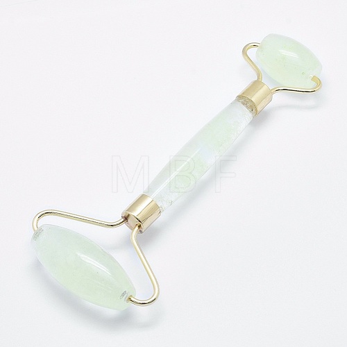 Green Watermelon Stone Glass Brass Face Massager MRMJ-G008-11G-1