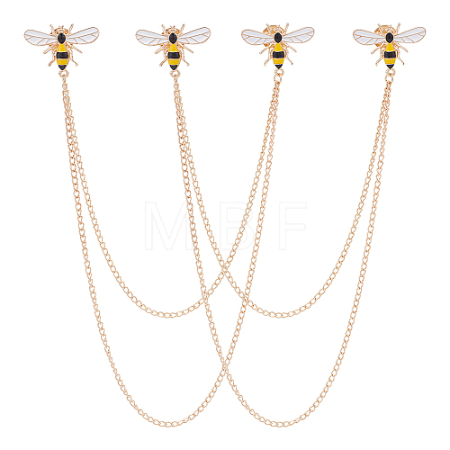 Alloy Bees Hanging Chain Brooch JEWB-WH0026-21KCG-1