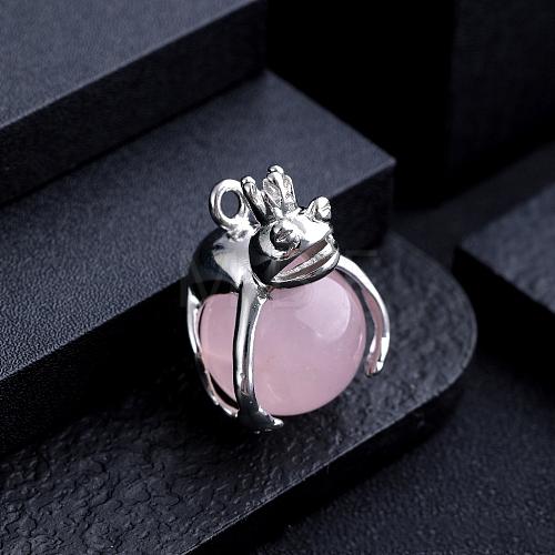 Natural Rose Quartz Round Ball Pendants PW-WG5C689-01-1