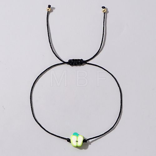 Fruit Apple Polymer Clay Braided Bead Bracelets LP5577-5-1