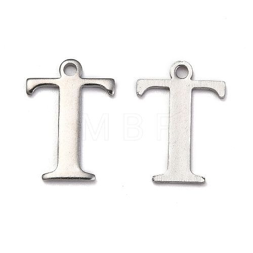 304 Stainless Steel Alphabet Charms STAS-H122-T-P-1