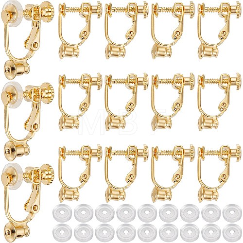 SOFPLATE 24Pcs Brass Screw On Clip-on Earring Findings KK-SP0001-20G-1