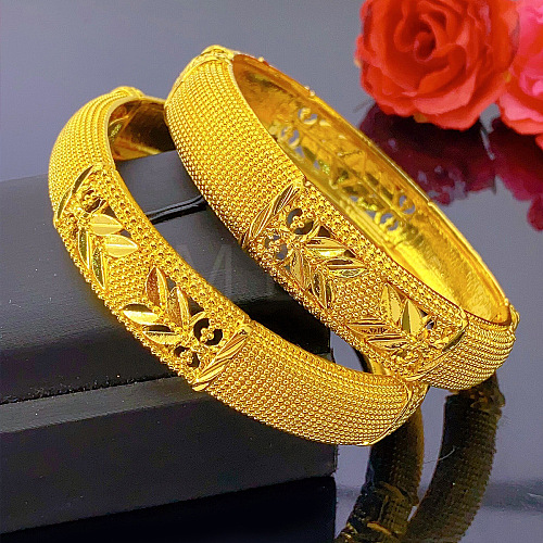 2Pcs Brass Alloy Bangles for Women WGEEFE8-07-1