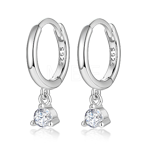 Anti-Tarnish Rhodium Plated Platinum 925 Sterling Silver Hoop Earrings MN0975-01-1