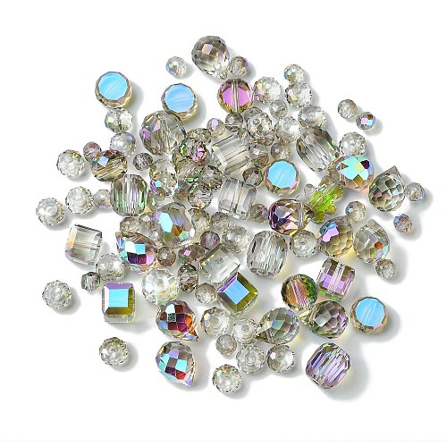 114Pcs Transparent Electroplate Glass Beads GLAA-K064-09C-1